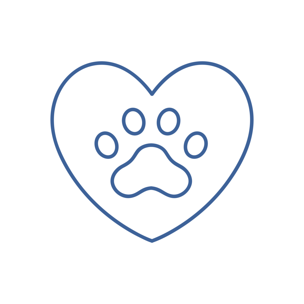 CARDIOLOGIA Icona di un cuore con un'impronta di zampa, a rappresentare la specialistica in cardiologia del veterinario a Parma.