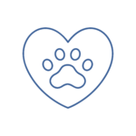 CARDIOLOGIA Icona di un cuore con un'impronta di zampa, a rappresentare la specialistica in cardiologia del veterinario a Parma.