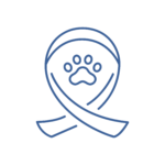 ONCOLOGIA Icona del nastro della prevenzione con una zampa, simbolo del reparto di oncologia dell'ospedale veterinario Parma.