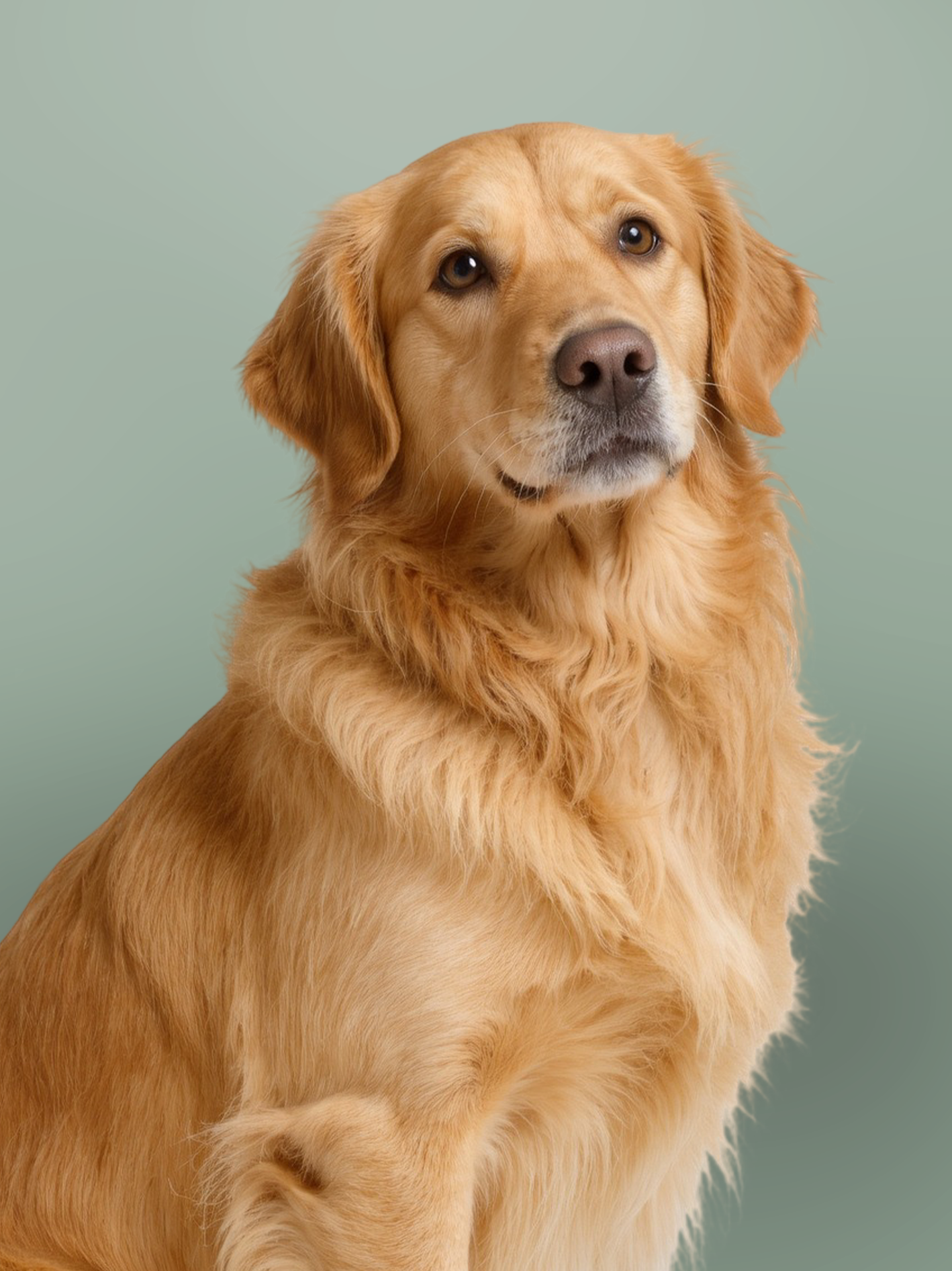 chirurgia-mininvasiva-cane-vetcenter-parma Primo piano di un golden retriever. Lo sfondo è tinta unita verde