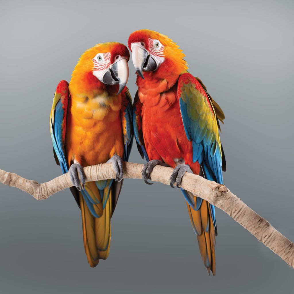 coppia-pappagalli-animlai-esotici-vetcenter-parma Una coppia di pappagalli colorati aggrappati ad un ramo. Animali esotici e non convenzionali trattati presso l'Ospedale Veterinario 24H VetCenter di Parma